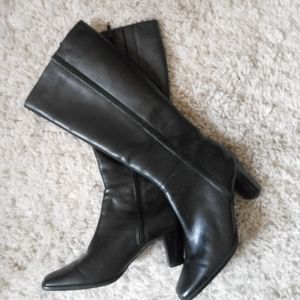 a.n.a. black leather 2.5 inch heel knee boot